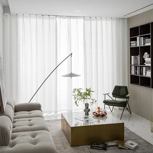 Japanese style white hollow lace sheer curtain for living room with modern light filtering