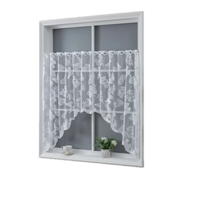 Nordic white lace cafe curtain with butterfly embroidery for kitchen and window decoration