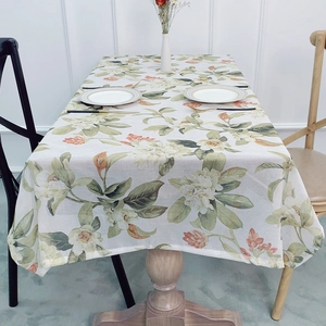 Floral print polyester linen tablecloth in American pastoral style for rectangular dining tables