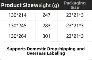 Size chart for waterproof outdoor curtains with dimensions and weight specifications