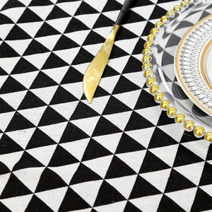 Waterproof PVC tablecloth with Nordic black and white geometric triangle pattern for dining