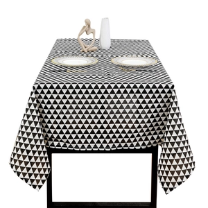 Modern black and white geometric triangle pattern PVC waterproof tablecloth for dining tables