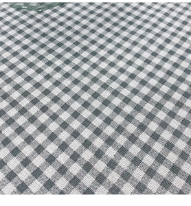 Detailed macro view of gray and white gingham cotton linen fabric with thick woven texture