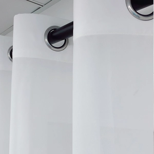 Waterproof white outdoor sheer curtain with silver metal grommets for patio gazebos
