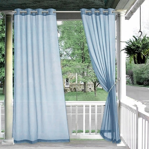Outdoor Sheer Curtains Waterproof Gazebo Voile Grommet Top Patio Porch Garden Decoration Translucent Drapes