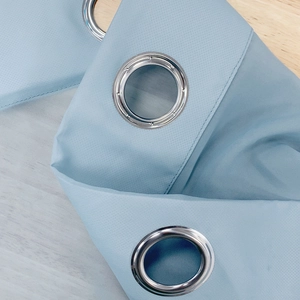Waterproof sky blue outdoor gazebo sheer curtain with silver metal grommets at top