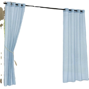 Waterproof outdoor gazebo curtains with light blue sheer fabric and top metal grommets