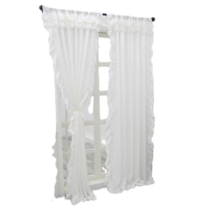 French style white ruffle sheer curtain for living room with semi-transparent texture
