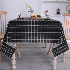 Minimalist Plaid Tablecloth Synthetic Fiber Dustproof Non-slip Rectangular Round Grid Table Cover For Dining Room Kitchen Home Decor