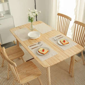 Modern Minimalist Rectangular Polyester Place Mat Heat Resistant Woven Texture Solid Color Beige Table Mat For Dining Room