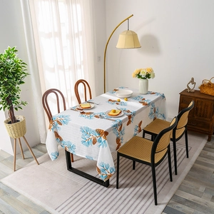 Nordic Oil-proof Polyester Tablecloth Rectangular Botanical Floral Geometric Pattern Heat Resistant Table Cover For Dining Room Home