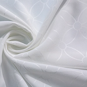 White jacquard waterproof outdoor curtain with elegant floral geometric pattern