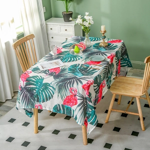Nordic Tropical Flamingo Pattern Tablecloth Waterproof Polyester Rectangular Dining Table Cover For Home Kitchen Decorative Tablecloth