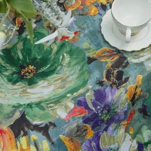 Artistic oil painting style floral picnic cloth and tablecloth for elegant home tea time