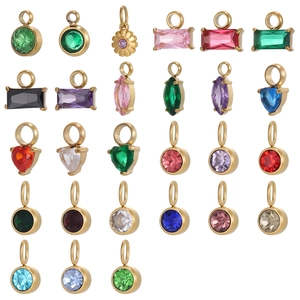 Colorful zircon stone pendants in assorted shapes with gold-plated stainless steel settings