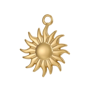 Detailed view of a 3D golden sun charm with radiant flame texture for DIY jewelry