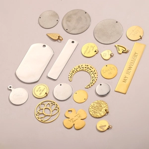 Polished stainless steel geometric jewelry pendants in various shapes and golden finish