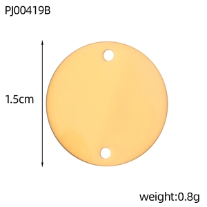 Detailed view of 1.5cm round gold stainless steel blank tag pendant for jewelry