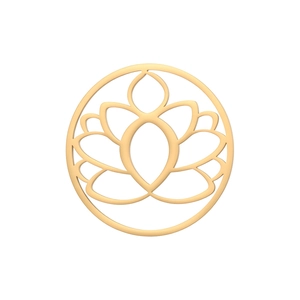 Detail of a hollow lotus pendant in gold finish with symmetrical geometric design