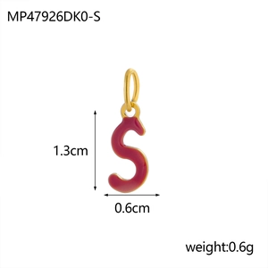 Golden stainless steel letter S pendant accessory with vibrant red enamel inlay