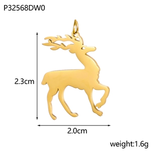 Goldener Rentier-Anhänger Maße 2,3 cm x 2,0 cm mit hohlen gravierten Details