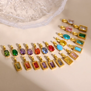 Bunte 14k Gold Anhänger mit ovalen und rechteckigen Zirkonias in vielen lebhaften Farben