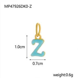 Golden edge letter Z pendant in light blue enamel finish for custom jewelry