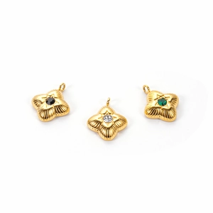 Driedelige set vintage bloemenhangers met zirkonia stenen in gouden afwerking