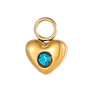 Elegante Ohrringe aus goldenem Titanstahl mit Herzanhänger und blauem Zirkonia-Stein