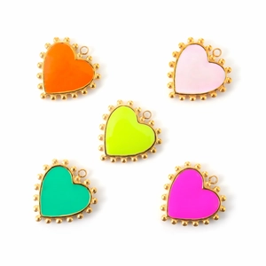 Colorful natural stone heart pendants in gold titanium steel for DIY jewelry making