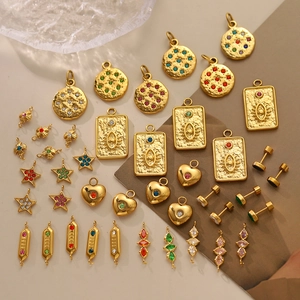 Ciondoli in Acciaio Inossidabile Bohemien con Strass Colorati Connettori per Creazione Gioielli DIY Charms Occhio Cuore Stella