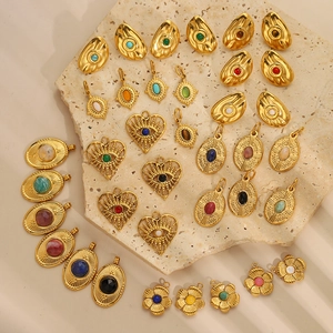 Vintage Ανοξείδωτο Ατσάλι DIY Κρεμαστά Charms Μποέμ Καρδιά Οβάλ Μάτι Λουλούδι Κρεμαστά για Κολιέ Βραχιόλι Κατασκευή Κοσμημάτων