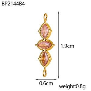 Dettaglio del connettore in zircone rosa marquise da 1,9 cm per la creazione di gioielli