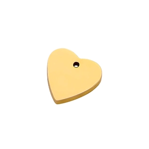 Ciondolo cuore dorato lucido minimalista con foro per la creazione di gioielli fai-da-te