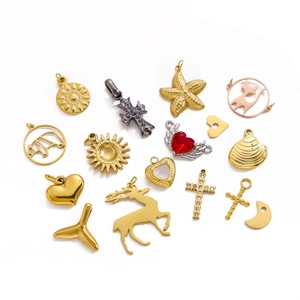 Edelstahl DIY Schmuck Anhänger Engelsflügel Kreuz Herz Sonne Walflosse Tier Charm Für Halskette Armband Herstellung Vintage Minimalistisch Gold Silber Zubehör