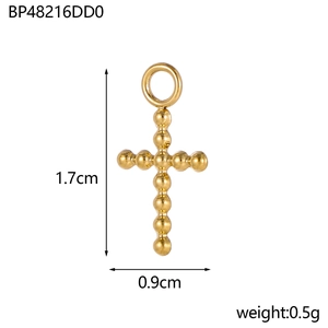 Goldener Kreuzanhänger aus Perlen mit 1,7cm Höhe und 0,9cm Breite für DIY-Schmuckherstellung