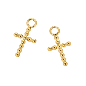 Detailaufnahme der goldenen Perlenkreuz-Anhänger für DIY-Schmuckherstellung und Zubehör