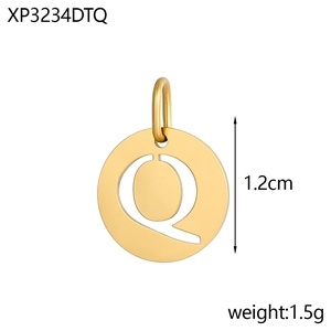 Close-up of 1.2cm 14K gold plated hollow letter Q pendant for DIY jewelry design