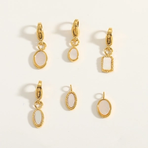 Vintage lobster clasp pendants with shell insets and gold finish for DIY jewelry