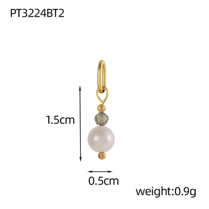 Detail showing dimensions and components of the gold pearl drop earring attachment