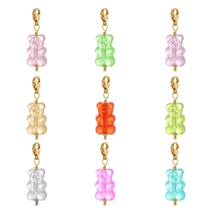Titanstahl Harz Gummy Bär Anhänger DIY Bunte Cartoon Bär Charms Mit Karabinerverschluss Für Schmuckherstellung Armband Halskette