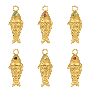 Nautische Vergulde Legering Vis Hanger Voor DIY Ketting Maken Met Gekleurde Strass Ogen Marine Dier Sieraden Maken