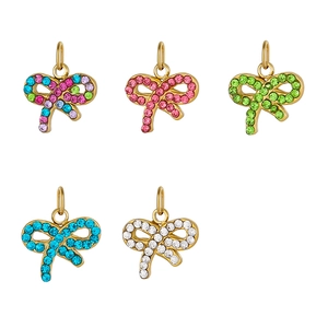 Colorful micro-pave zircon butterfly pendants in gold plating for DIY jewelry making