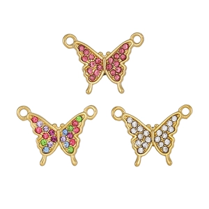 Titanium steel butterfly connectors with colorful rhinestones for DIY jewelry making