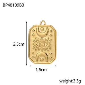 Detailed view of celestial rectangular pendant with moon and star engraving dimensions