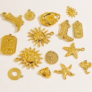 Set of 14 gold plated celestial and bohemian charms for DIY necklaces and bracelets