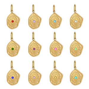 Vintage Stainless Steel Evil Eye Pendant Rhinestone Inlaid Irregular Round Sunburst Charm For DIY Necklace Earring Jewelry Making Women Accessories