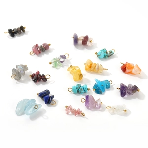 Bohemian natural irregular crystal stone pendants with gold wire for DIY jewelry making
