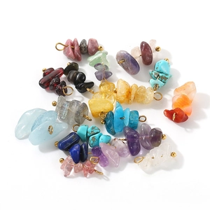 Colorful natural gemstone dangles with gold rings for DIY jewelry and hair accessories