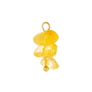 Macro detail of French Bohemian pendant with three irregular yellow natural stones